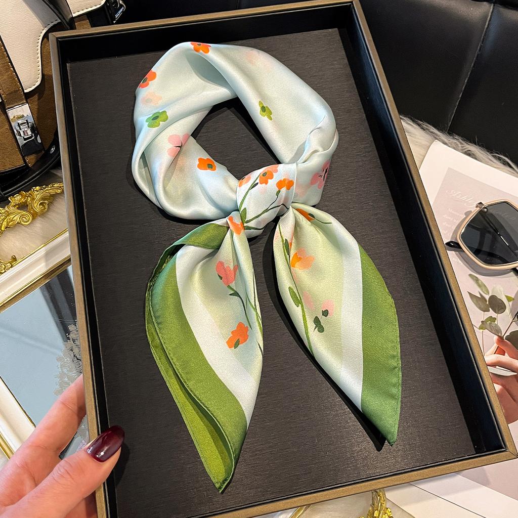 New Spring Summer Women Scarf Silk Print Satin Scarves Shawl Headband Hijab Bandana Wrap Bufanda Fashion 70*70Cm