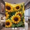 1pc Enormous Yellow Sunflower Field Botanical Print Flannel Blanket, Comfortable And Lightweight, Suitable for Blankets, Bed Covers, Game Rooms, Campi