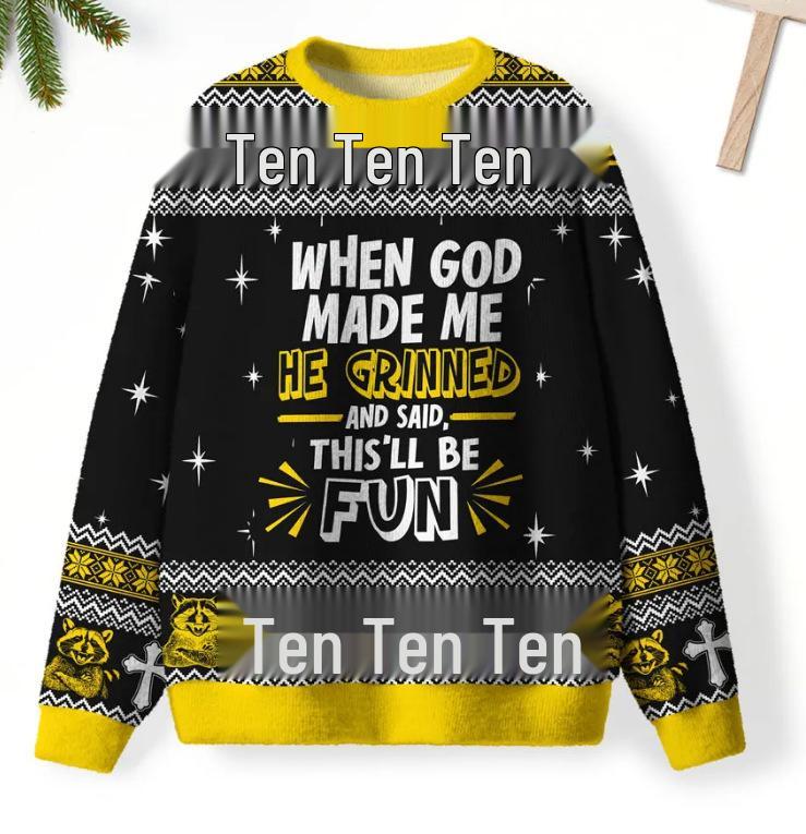 3D Print Loose Street Style Color Block Pullover Sweater for Autumn/Winter