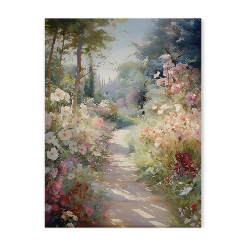 Vintage Countryside Wall Art Canvas Painting Retro Rustic Spring Flowers Natural Landscape Print Posters for Living Room Decor