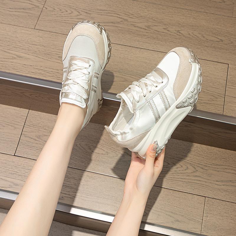 

Кроссовки на платформе женские, увеличивающие рост обувь новые модные повседневные спортивные туфли с круглым носком дышащая женская обувь 40