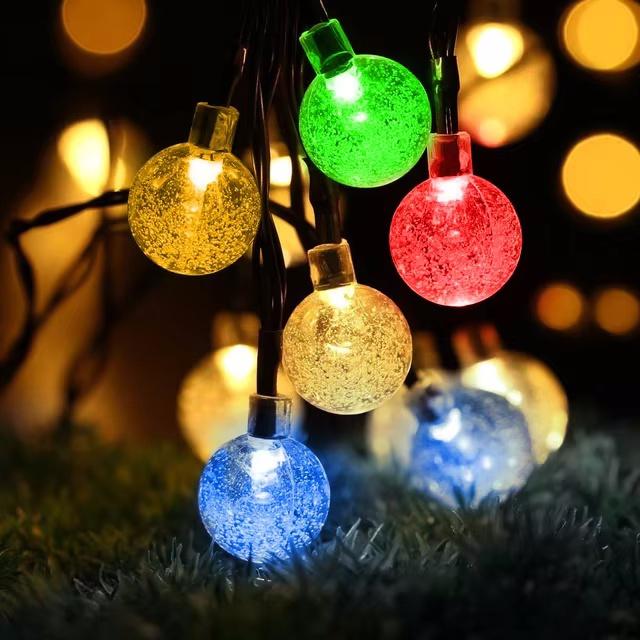 

Solar String Lights Outdoor 60 Led Crystal Globe Lights with 8 Modes Waterproof Solar Powered Patio Light for Garden Decor 5m