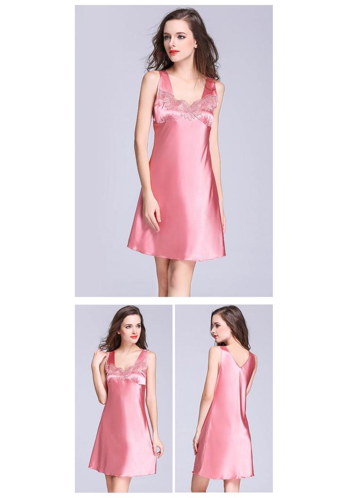Ice Silk Lace Sleeveless Nightgown for Women - Sexy, Loose, Plus Size Pajamas