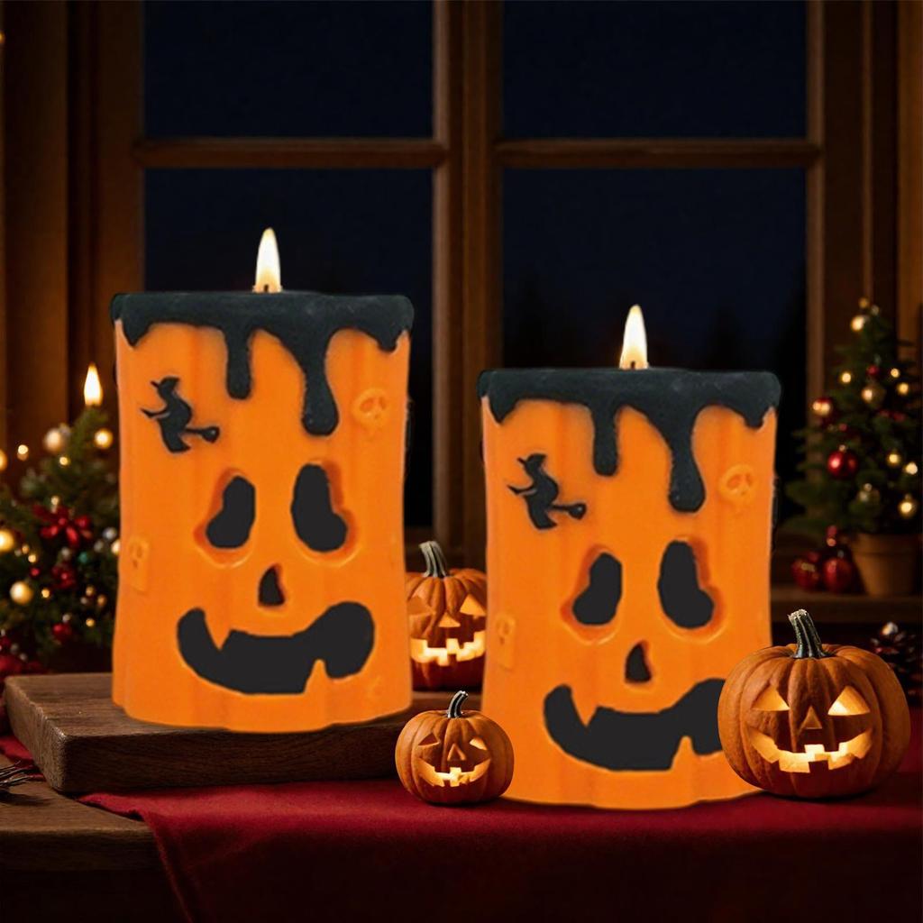 Candle Casting Halloween Mold Ghost Face Pumpkin Candle Mold Reusable Silicone Tool Crafting Decoration Moulds For Beginners