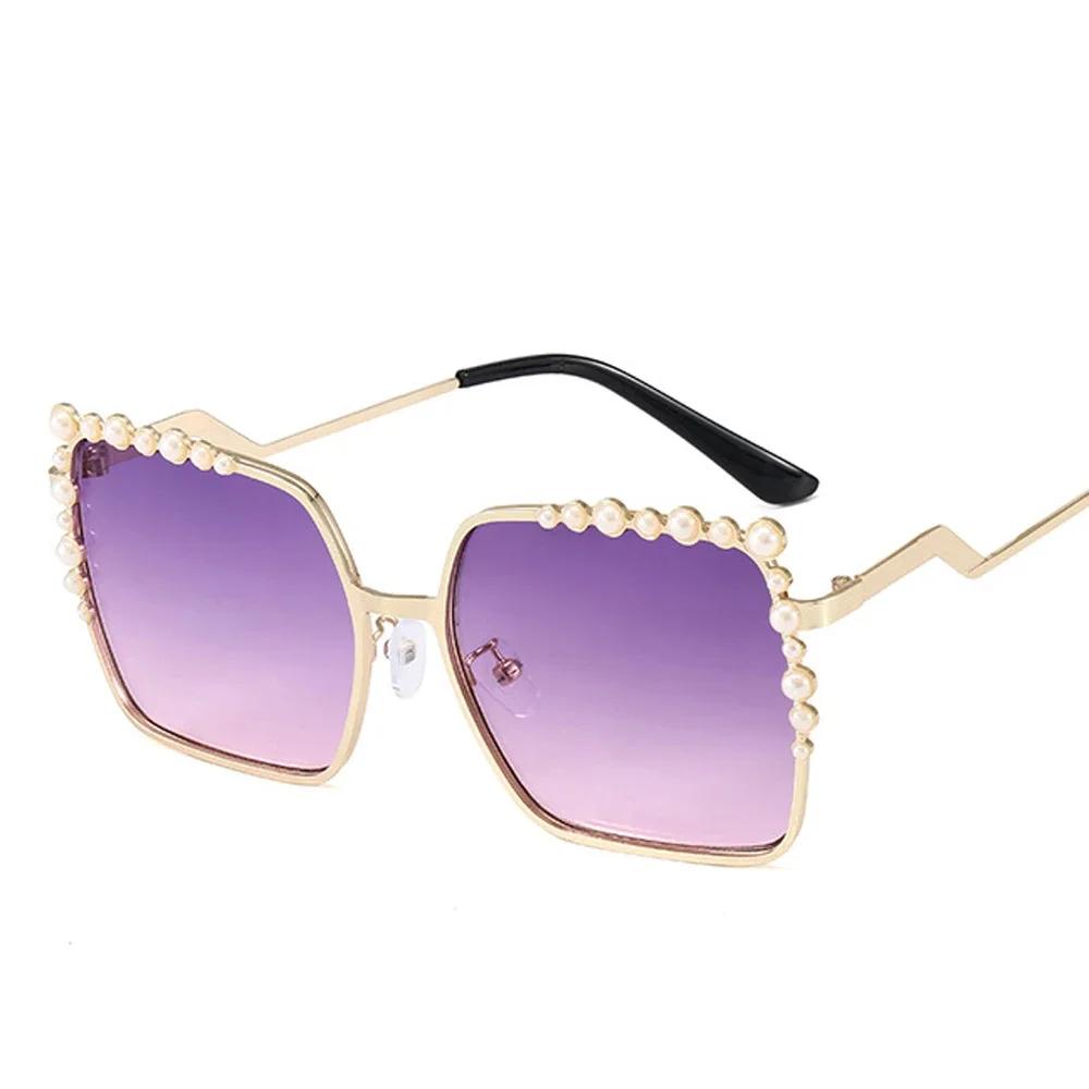 Latest Luxury Pearl Sun Glasses Glasses Ladies Designer Style Style Trendy Shades Rectangular Oversized Sun Eyeglasses Big Square for Ladies