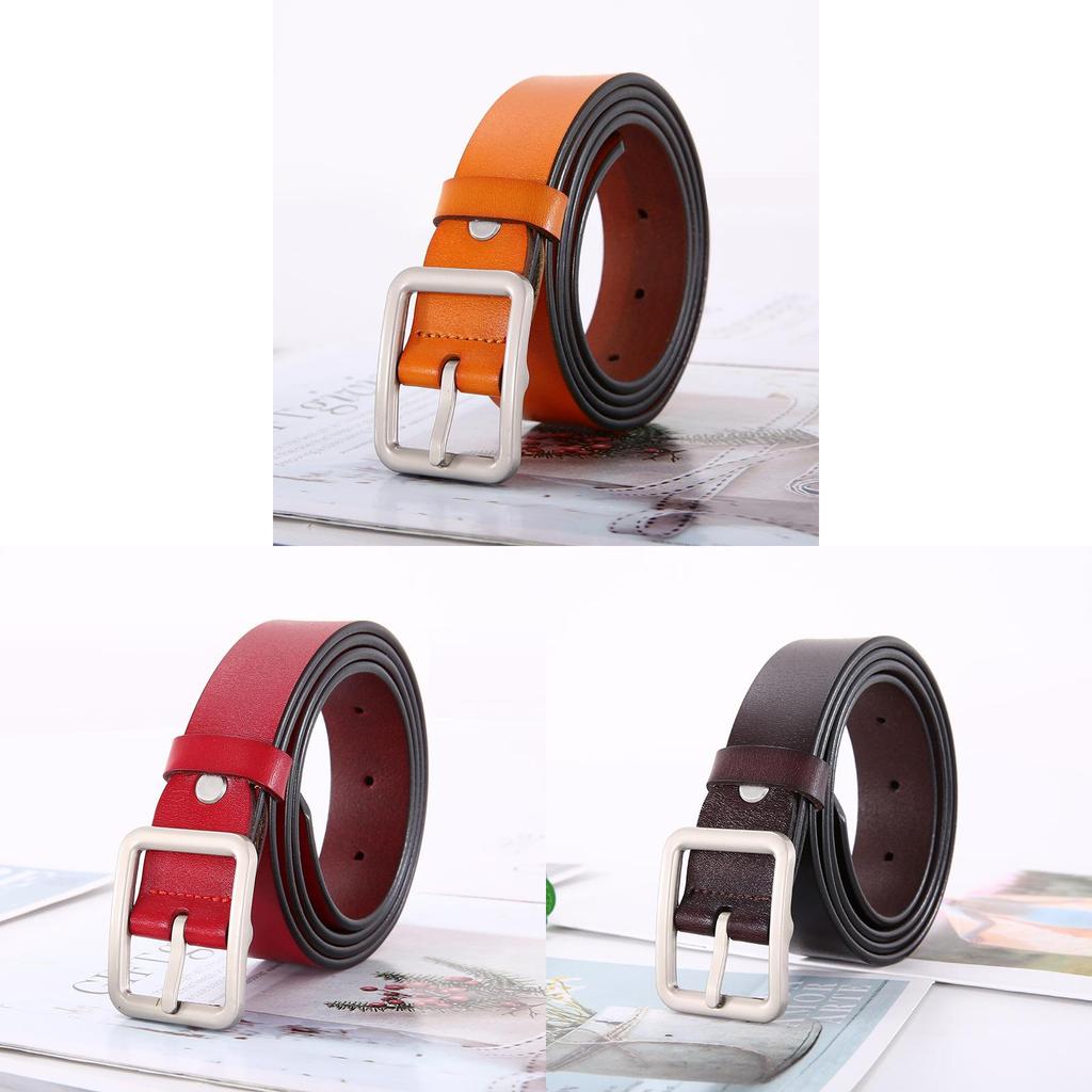 Genuine Leather Belt For Women Men Casual Fashion With Square Alloy Buckle For Outdoor Wear