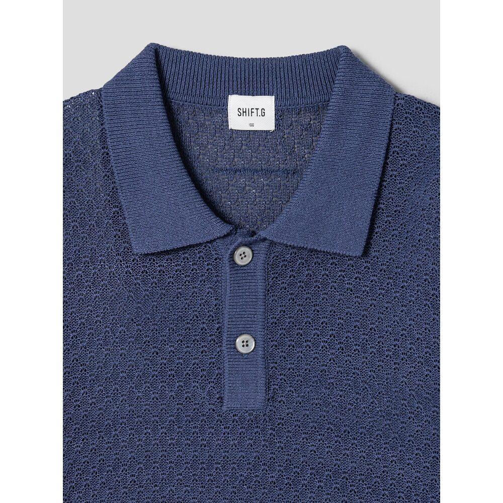 SHIFT.G Paper Yarn Texture Polo Blue
