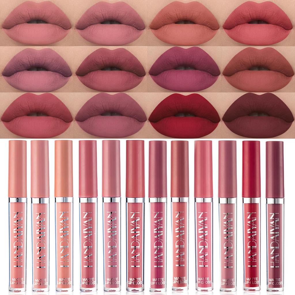 12 Colors Velvet Lipstick Matte Liquid Lipstick Waterproof & Long-Lasting Lip Gloss Non-Sticky Hydrating Formula Lip Glaze Ideal Gift for Women