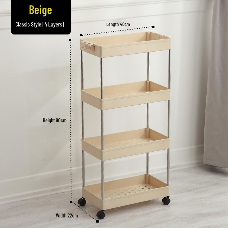 Bathroom & Kitchen Multi-layer Floor-standing Storage Trolley Shelf