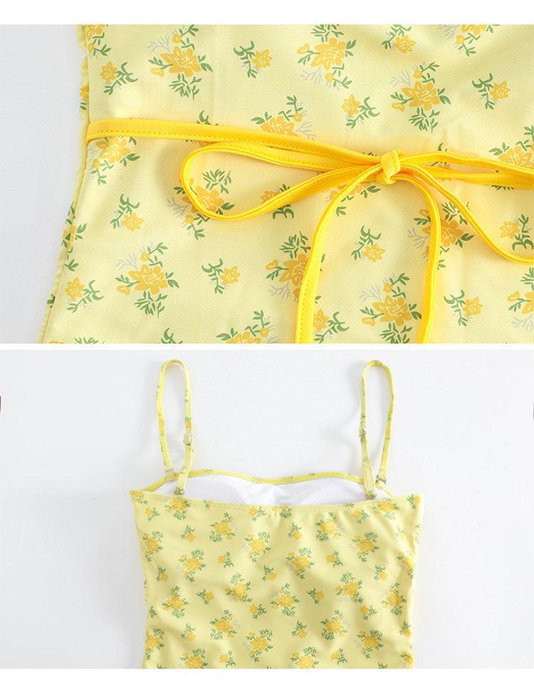 Korean Floral Tube Top Bikini for Women - Slimming & Whitening, Perfect for Beach and Hot Springs