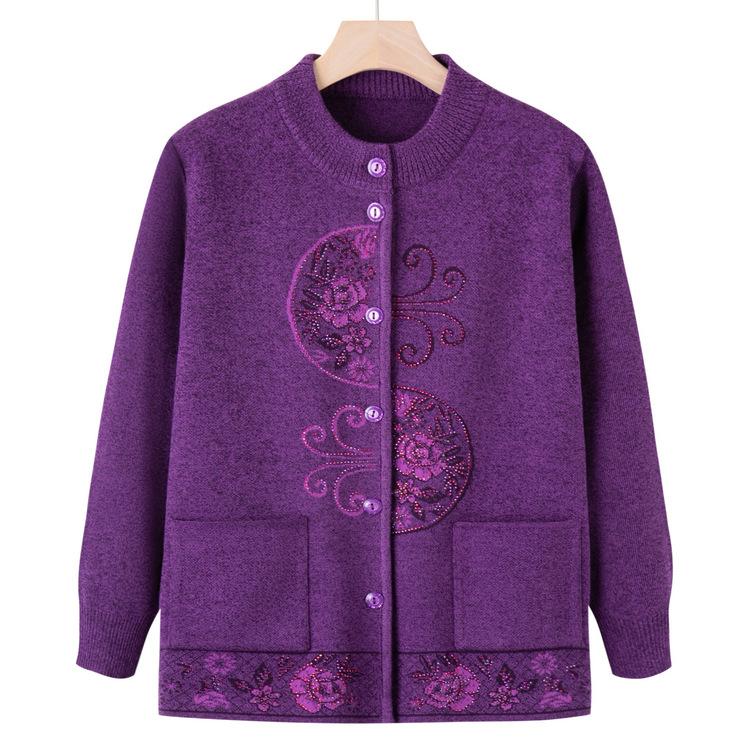 

Свитер для старой бабушки с круглым вырезом, новый осенний свитер для мамы, кардиган, пальто, одежда для пожилой женщины 5XL