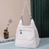 Large Capacity Women's Washed Soft Leather Crossbody Shoulder Handbag, Korean Style, Versatile Backpack