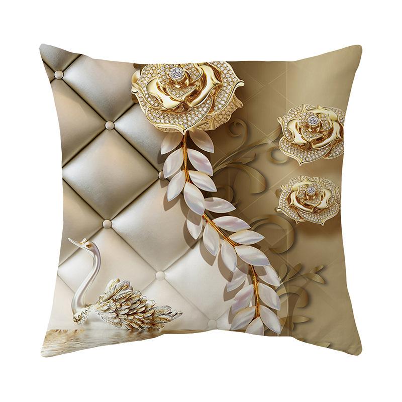 

Чехол на подушку с золотым цветком, ультрамягкий, короткий, плюшевый, с принтом, для дома, гостиной, дивана, наволочка для подушки 45*45cm CR029-3