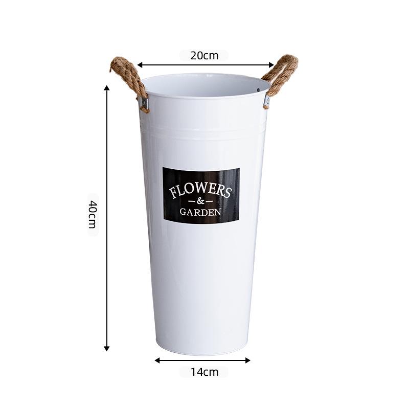Large Retro Wrought Iron Flower Vase - Floor-Standing Fresh Flower Arrangement Bucket