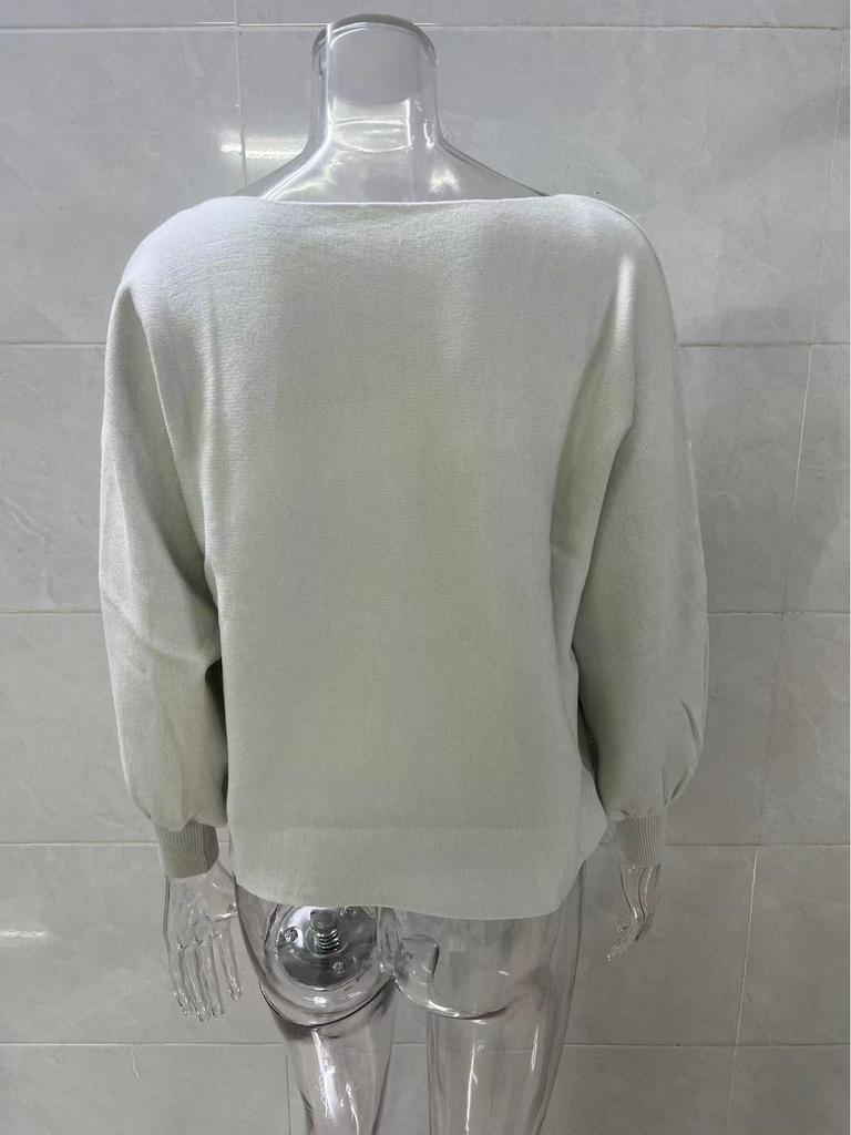 Women's European and American Lantern Sleeve Pullover Sweater