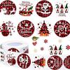 500 Stück Rollenaufkleber Lustiges Frohe Weihnachten Etikettenrolle Runde Weihnachtsaufkleber Weihnachtsmann LKW Schneemann Rentier Karo Umschlagaufkleber