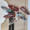 6pc Retro European and American Plaid Red BB Hairpin Hair Side Clips for Women Girls Gift Hair Accessories Headwear Ornament