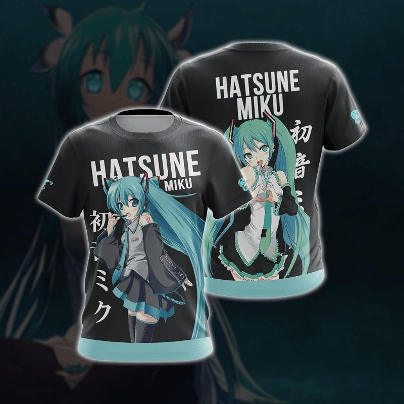 2026 New Japanese Virtual Idol Hatsune Miku Printed Short Sleeve Unisex Large Relaxed Breathable T-shirts =
