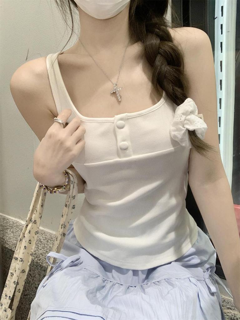 Summer Korean Style Slim Fit Square Neck Cotton Vest Top