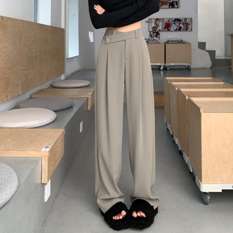 

Весна и осень женские новые узкие широкие брюки с высокой талией 4XL хаки