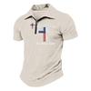 Men’s Short Sleeve Polo Shirt with Zipper Collar and Printed Cross Pattern Casual Soft Comfortable Top for Everyday Wear