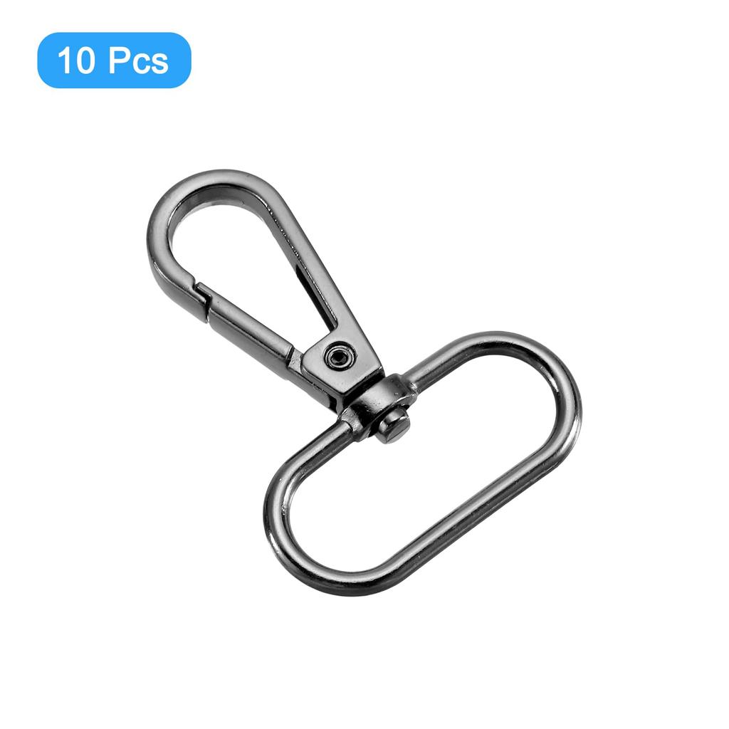 uxcell 10-Piece Set Swivel Clasps with 1.25" Oval Rings, Lobster Clasps, Metal Push-Gate Snap Hooks for Wallet Making, Keychains, Belt Straps, Black