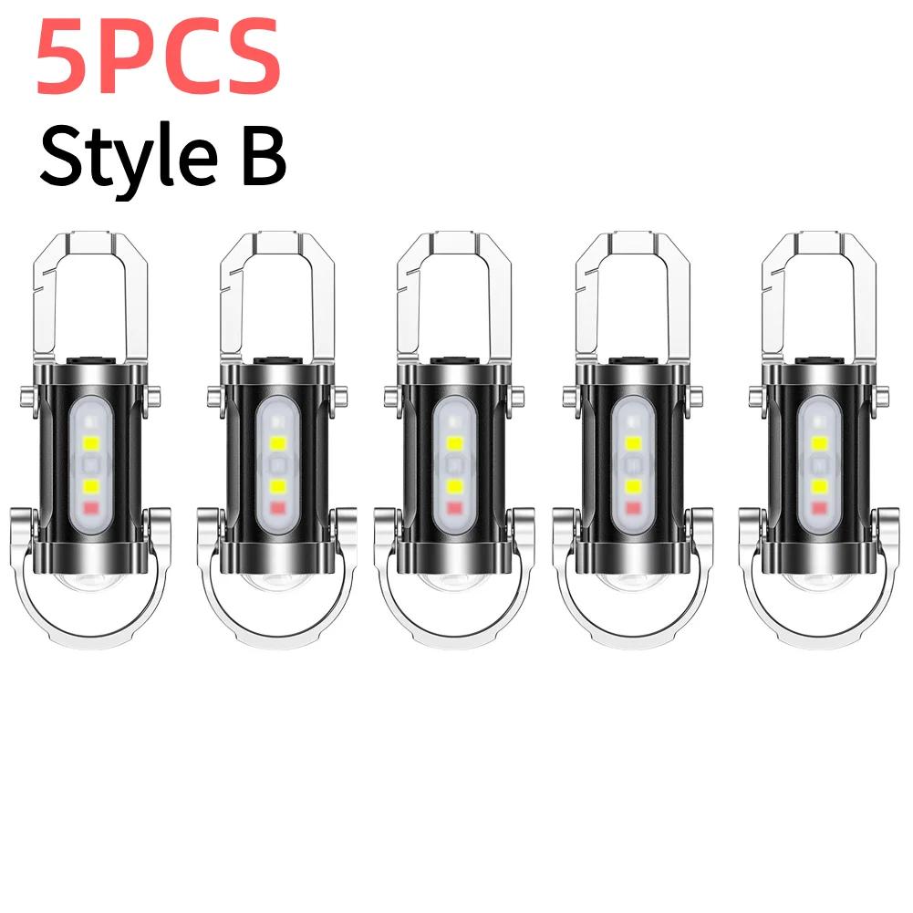 1-5PCS COB LED Keychain Flashlight Multifunctional Pocket Flashlight Ultralight Camping Flashlight for Outdoor Emergency