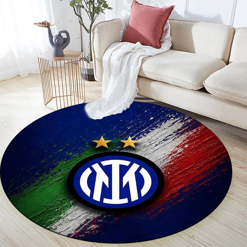 Football Club Internazionale Milano Round Area Rug,Carpet Rug for Living Room Bedroom Sofa Playroom Decor,Non-slip Floor Mat
