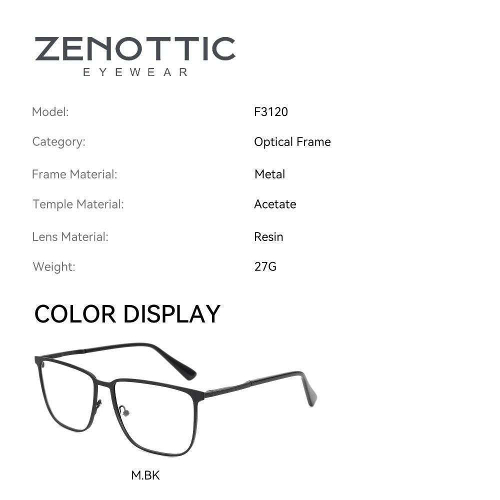 ZENOTTIC Square Prescription Glasses Fashion Metal Myopia/Progressive Eyewear Best Optical Eyeglasses for Men
