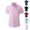 Summer Cotton Men's Short Sleeve Dress Shirt Solid Color Formal Business Button Down Regular Fit for Office Party Daily Wea