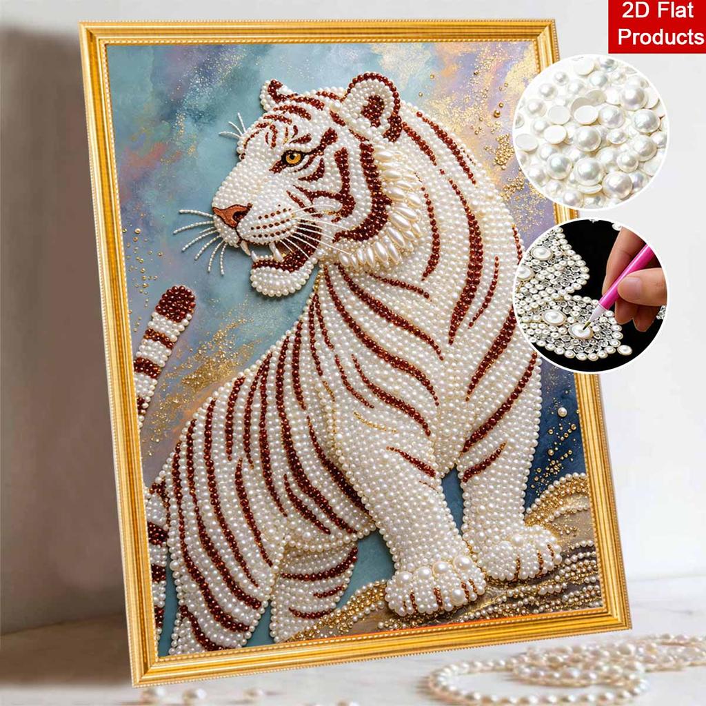 Tiger Perlen Kit 5D DIY Runde Strasssteine Kunst für Erwachsene Entspannende Handgemachte Wanddekoration Feiertagsgeschenk Rahmenlos