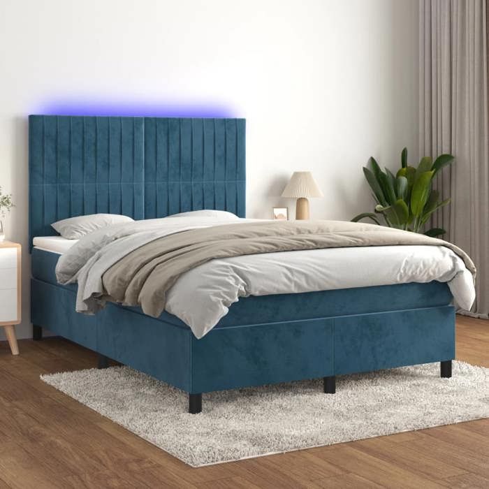 VidaXL Slat Bed Base with LED Mattress, Upholstered Bed, Double Bed, Adult Bedroom Interior Bed, 3136243