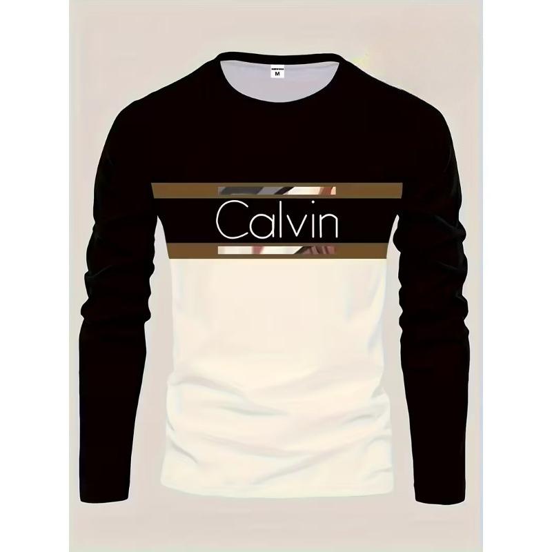 Spring and Autumn Round Neck 3D Printed Top Fashionable Casual Minimalist Long Sleeved Men's T-shirts