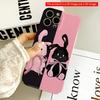 2DFlat Pink Black Bunnies Split Background Phone Case All Inclusive Film Hard iPhone Case, Compatible with iPhone 18 Pro Max 17 16 15 14 13 12 11