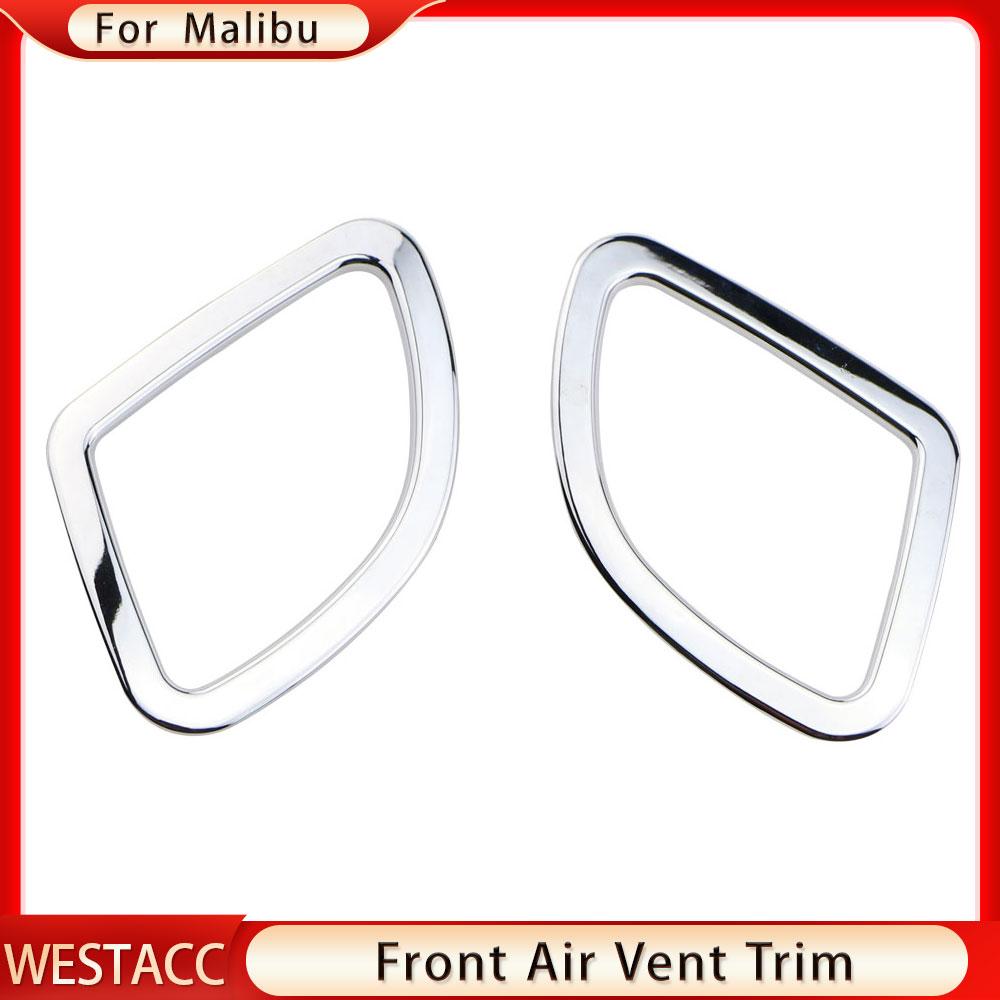 2Pcs/set ABS Chrome Car Front Air Conditioning AC Vent Outlet Sticker for Chevrolet Chevy Malibu 2012 2013 2014 2015