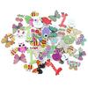 50PCS Wooden Buttons Natural Wood 2-Holed Fastener Buttons for Sewing Knitting Handcraft  Cartoon Animals Printing Patterns