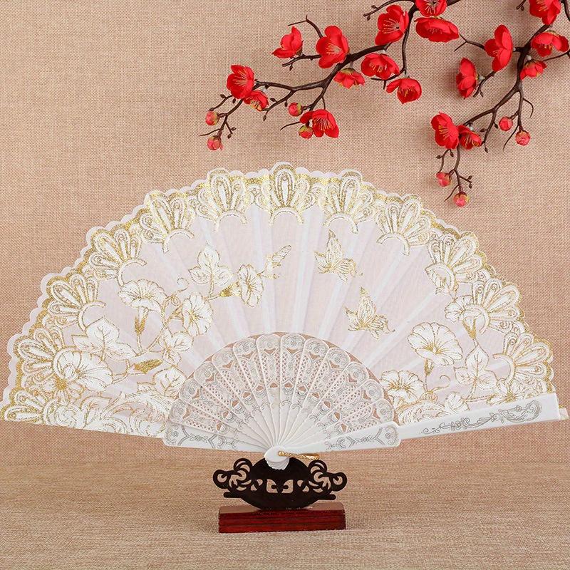 1 buc Evantai Pliabil de Mână Tradițional Chinezesc, Stil Oriental Vintage, Evantai Elegant cu Model Floral, pentru Nuntă, Dans, Fotografie, Accesoriu Qipao