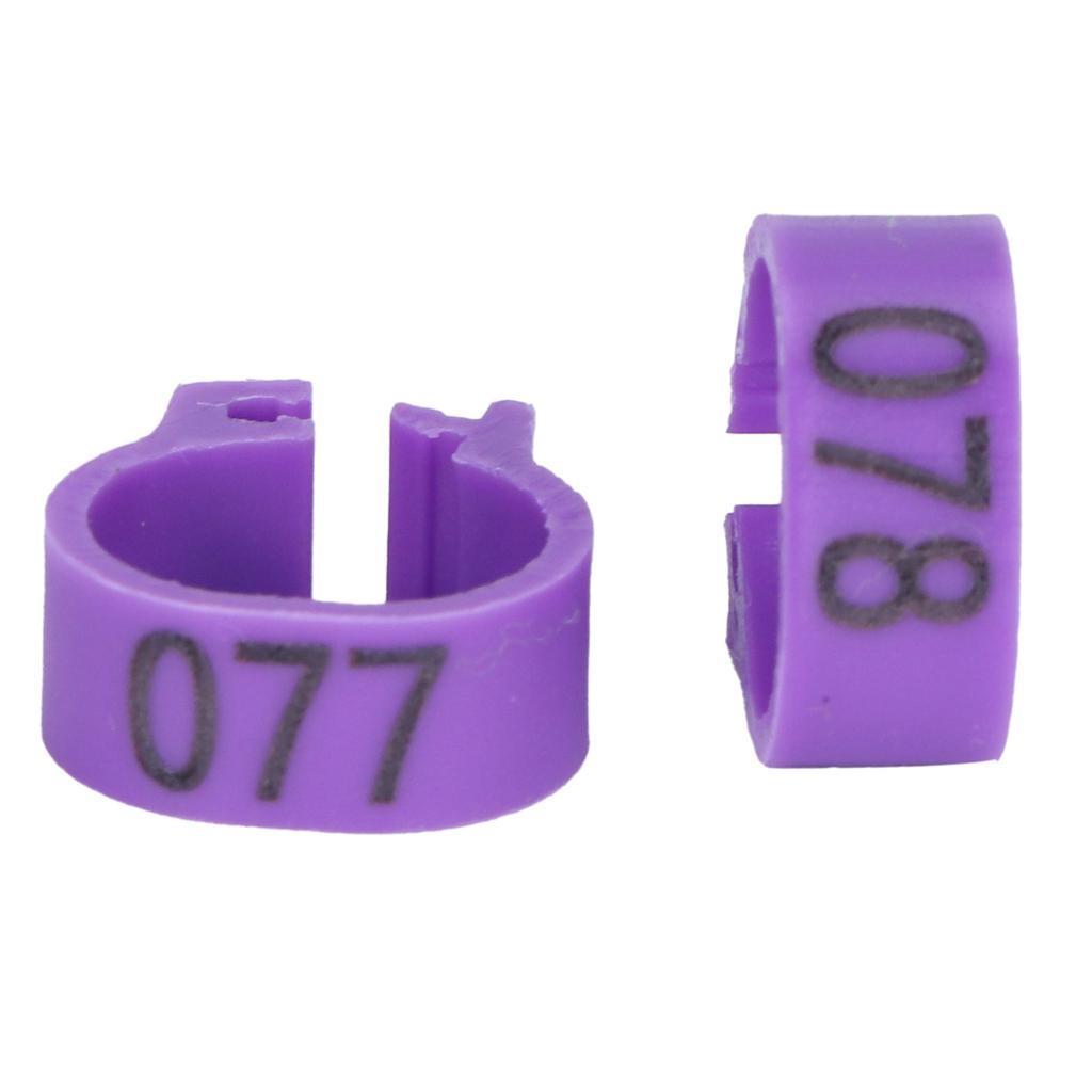 100 Stück Vogel Fußringe Nummernidentifikation Taube Beinbänder Geflügel Clip Ring Lila