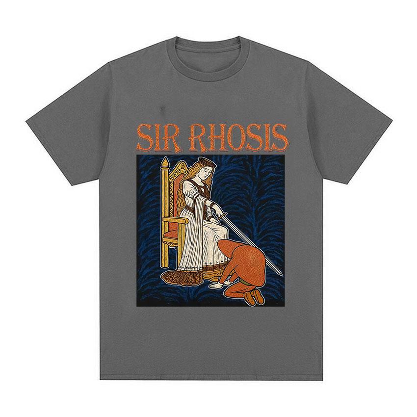 Sir Rhosis Mittelalterliches T-Shirt Lustiges Betrunkener Ritter Meme Grafik T-Shirt Herren Damen Vintage Übergroß 100% Baumwolle Kurzarm T-Shirt