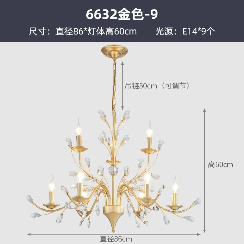 Vintage Crystal Chandeliers for Living Dining Bedroom Kitchen LED Pendant Lamp Lustre American Hotel Villa Hanging Lights