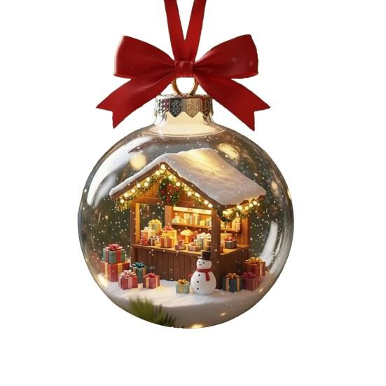 Juleanheng Scenekule Festlig Atmosfære Dekorasjon med Hus Inni Dekorativt Ornament