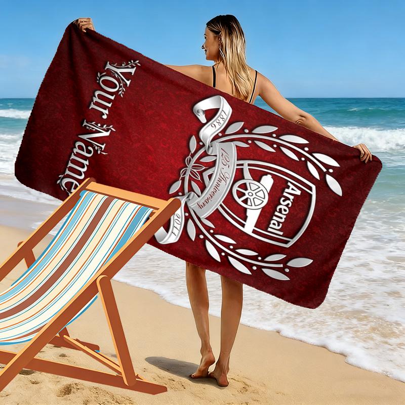 Name Custom FC Logo Arsenal Print Beach Towel, Large Soft Quick Dry Towel for Beach Camping Swimming