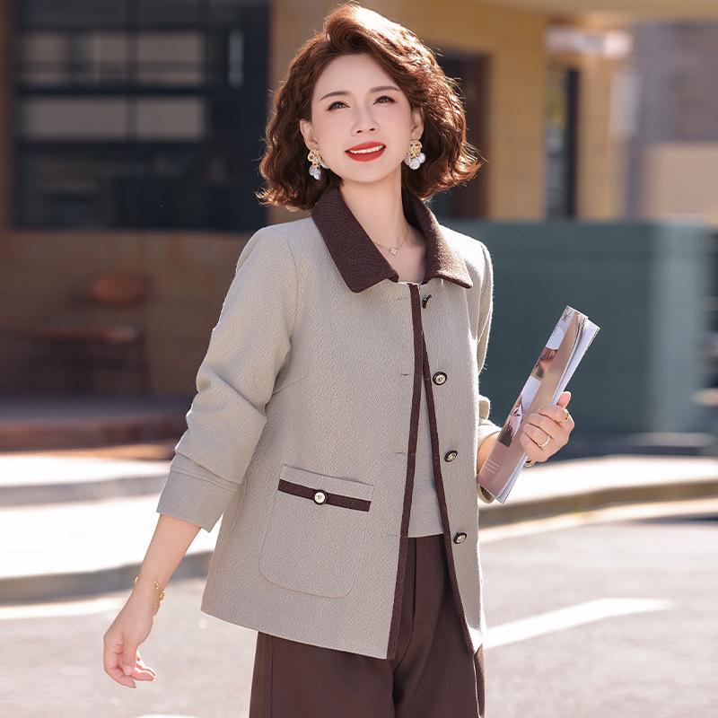 Short Spring/Autumn Wool Jacket for Petite Middle-aged Women - Chic & Fashionable 2026 Edition