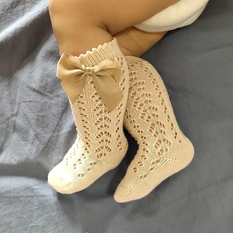 

Children Girls Royal Style Bow Knee High Fishnet Socks Baby Toddler Bowknot In Tube Socks.Kid Hollow Out Sock Sox 0-3Y clothes 0-1 Years (S)