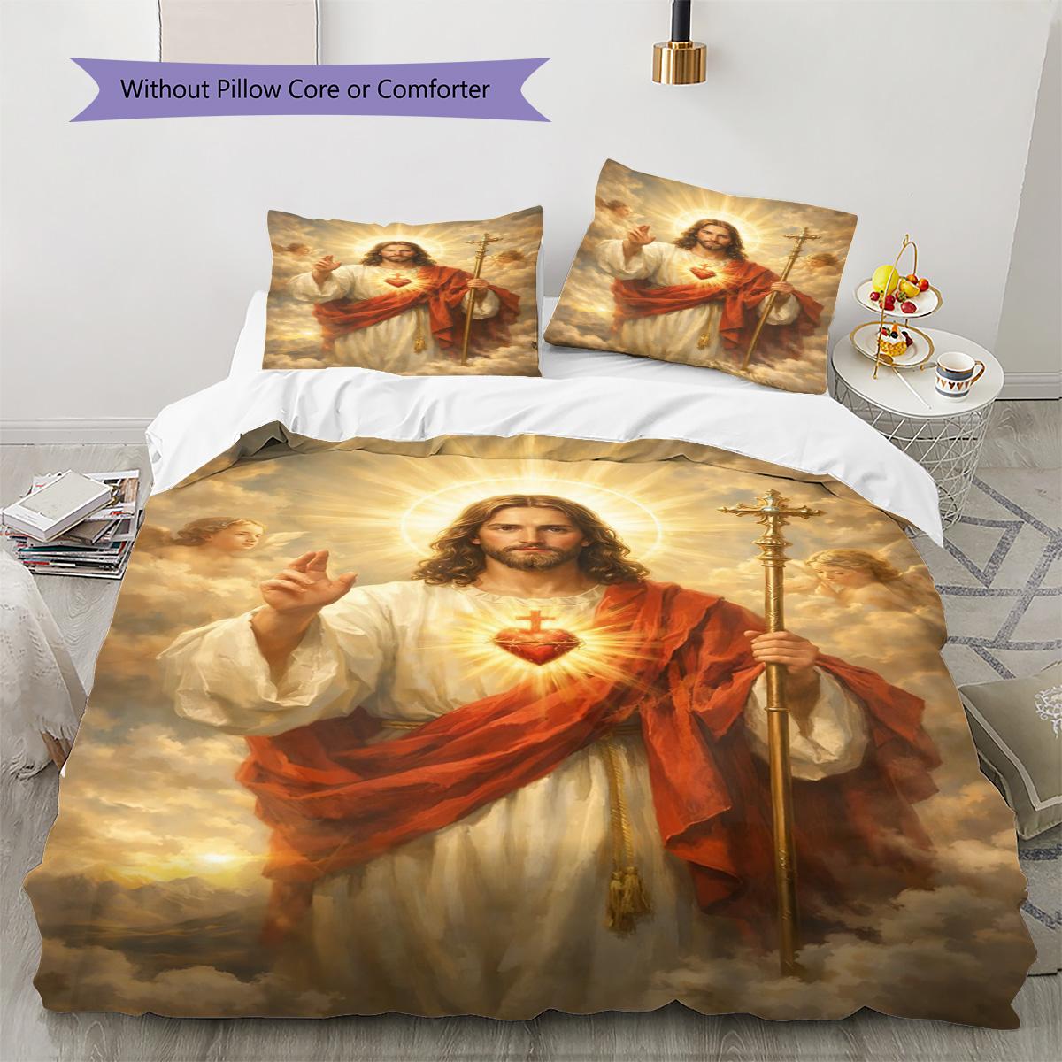 

God Pattern Bedding Quilt Set Quilt Cover Pillowcase Home Decoration Birthday Gift (1 * duvet cover + 2 * pillowcase, without core) 135x200cm