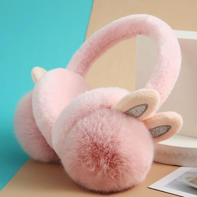 Women's Fashion Earmuffs Rabbit Ear Folding Earmuffs Faux Fur Plush Winter Warm Cold Protection Earflaps