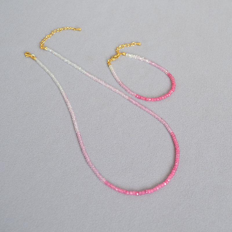 French Niche Design Elegant Shining Section Gradual Change Colored Gemstones Beaded Sweet Cute Temperament Necklace Bracelet