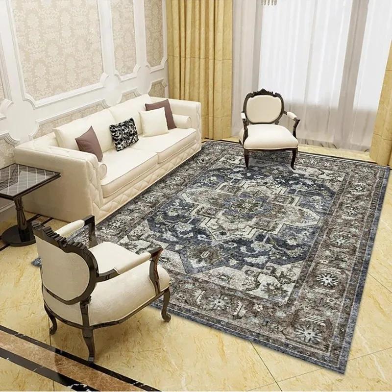 Bohemian Vintage Carpet Large Area Living Room Sofa Mat Bedroom Office Muslim Prayer Non-slip Machine Washable Rug Home Decor