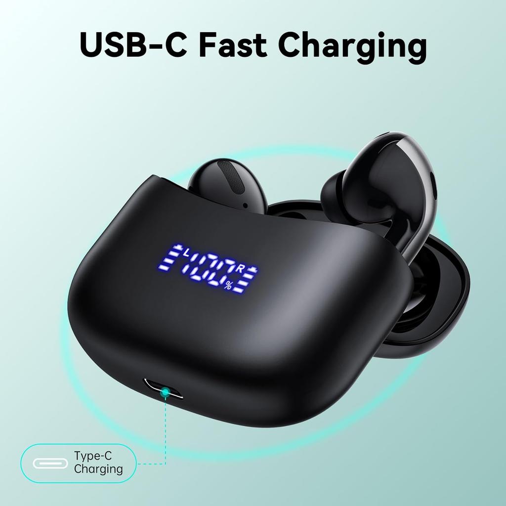 Bluetooth 5.4 Earbuds Wireless ANC Noise Canceling Headphones 60Hrs Playtime Ear Buds Deep Bass Stereo IPX7 Waterproof Sport Earphones for Android iOS