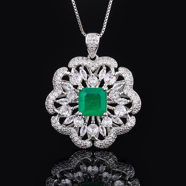 Emerald Wristband Bracelet Red Corundum Gemstone Layered Petal Wrist Chain Jewelry Set Paraiba Necklace